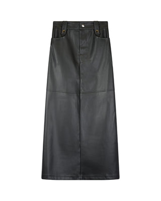 Luum Black Tanya Leather Aline 36" Skirt with Gold Snaps