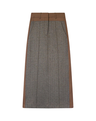 Luum Cream Brooke Herringbone Wool Straight 36" Skirt at Dress Code itsdresscode.com