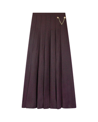 La' Nina Burgundy Wool Chain Pleated 35" Skirt at Dress Code itsdresscode.com