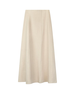 Honeyseed Cream Thin Wool Seamed 36" Skirt