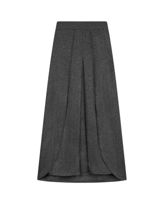 TR25W045 Dark Grey Wool Hi-Low Layer Front Pleat 36" Skirt