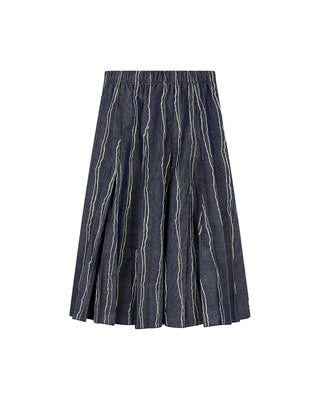 Noni Blue Sunburst Pleats Elastic Waist 27" Skirt at Dress Code itsdresscode.com 