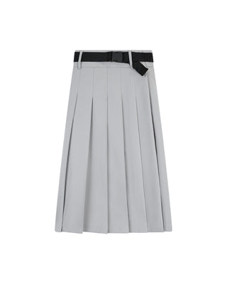 Note Grey Pleated Wrap 26" Teen Skirt With Belt at Dress Code itsdresscode.com 