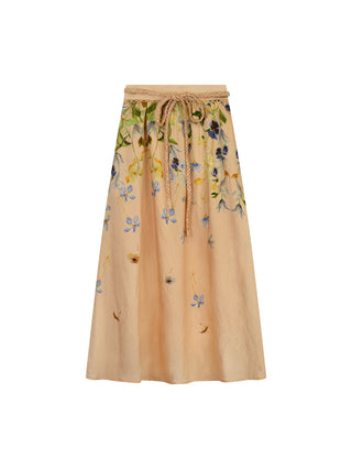 En Saison Yellow Trim Detail Braided Belt 34" Skirt With Lining at Dress Code itsdresscode.com 