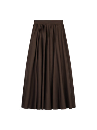 Ermanna Dark Brown Gathered 36" Skirt with Pockets at Dress Code itsdresscode.com