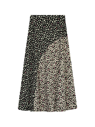 MIGNON DOO Black/Cream/Pink Mix Print Curve Yoke 35" Skirt at Dress Code itsdresscode.com 