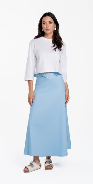 altimge1 for Luum  Sky Cara Belted A-Line Twill 38" Skirt at Dress Code itsdresscode.com