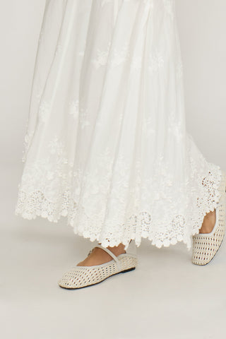 Lucy Paris White Floral Jolene Eyelet 34" Skirt with Embroidery Hem at Dress Code itsdresscode.com