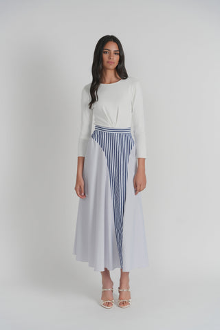altimge2 for Luum LS26-285 Blue Stripe Cotton Samos 38" Skirt at Dress Code itsdresscode.com