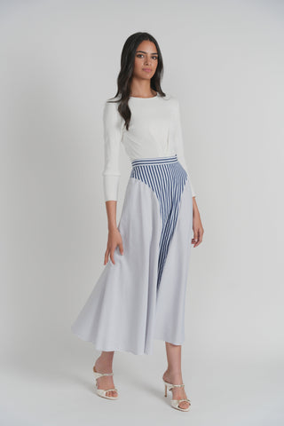 altimge1 for Luum LS26-285 Blue Stripe Cotton Samos 38" Skirt at Dress Code itsdresscode.com