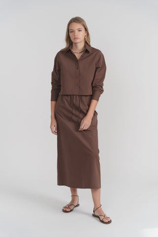 altimge1 for Luum LS26-214 Chocolate Brown Rubber Waist Milan 36" Skirt with Drawstring at Dress Code itsdresscode.com
