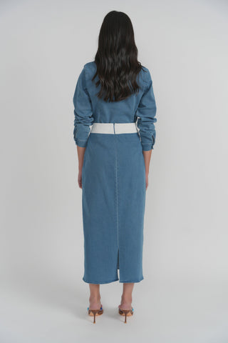 altimge3 for Luum LS26-171S Blue Denim Straight Hydra 36" Skirt with Contrast White Waist at Dress Code itsdresscode.com