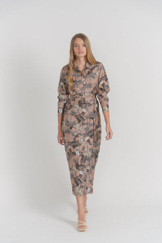 altimge1 for Luum Brown Taupe Woodland Printed Fake Wrap Valetta 38" Skirt at Dress Code itsdresscode.com 