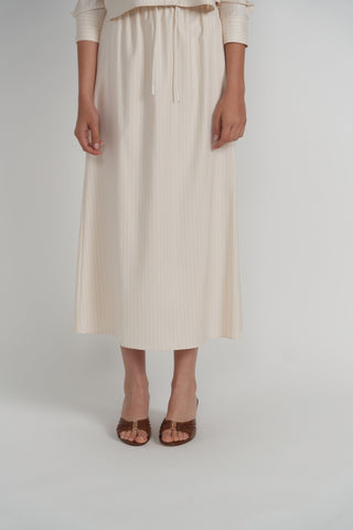 altimge2 for Luum LS26-092S Cream Pinstripe Elastic Waistband Luca 38" Skirt with Drawstring at Dress Code itsdresscode.com 