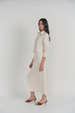 altimge1 for Luum LS26-092S Cream Pinstripe Elastic Waistband Luca 38" Skirt with Drawstring at Dress Code itsdresscode.com 