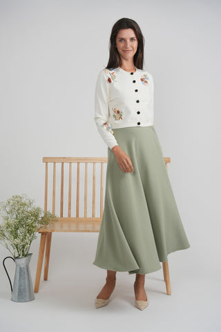 MAXMRKT Sage Two Panels Self Waist 36" Skirt with Side Zipper at Dress Code itsdresscode.com
