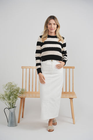 Ulla Maxi White Fly Front Straight 35" Skirt with Pockets at Dress Code itsdresscode.com