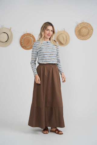 SB6CM2088SL Espresso Waistband Maxi Paper Bag 38"  Skirt