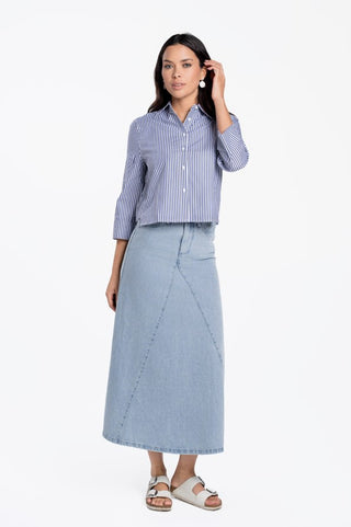 altimge1 for Luum Blue Denim Marley Twill A-Line Maxi 36" Skirt