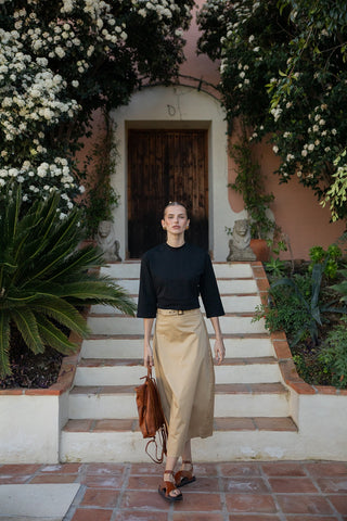 altimge1 Noir Sand Belt A-Line Cotton Maxi 36" Skirt at Dress Code itsdresscode.com