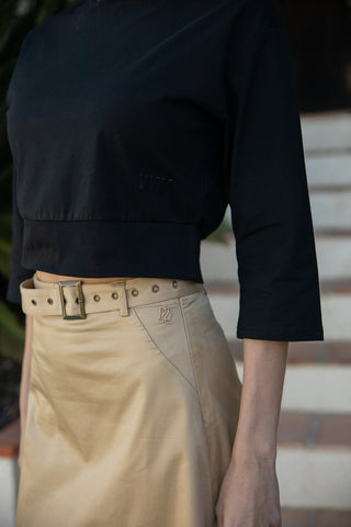 altimge4 Noir Sand Belt A-Line Cotton Maxi 36" Skirt at Dress Code itsdresscode.com
