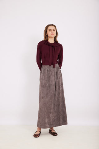 altimge1 for Valour Gray Suede 40" Skirt With Shrinks ​​​​at Dress Code itsdresscode.com