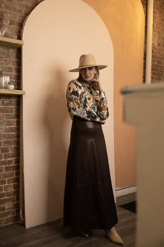  altimge1 for Byrd Brown Leather Rachel 36" Skirt 