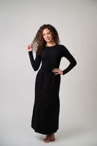 A-LINE Black Drawstring Lounge Maxi 39" Skirt at Dress Code itsdresscode.com