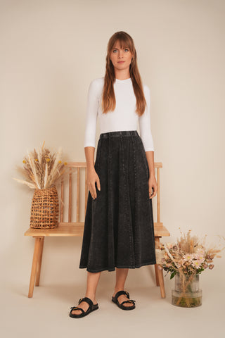 altimge2 for Spades Black Mineral Wash Panel 34" Skirt at Dress Code itsdresscode.com