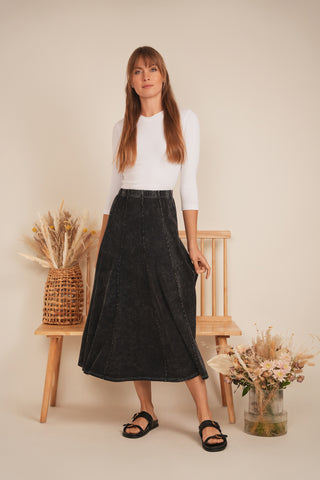 Spades Black Mineral Wash Panel 34" Skirt at Dress Code itsdresscode.com