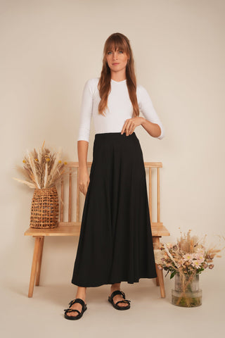 Positive Black Ribbed Panel Maxi 39" Skirt at Dress Code itsdresscode.com