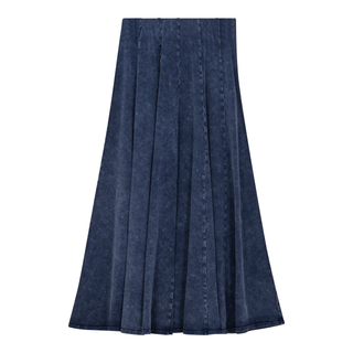Spades Dark Blue Wash Panel Midi 33" Skirt at Dress Code itsdresscode.com 