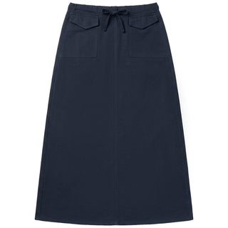 Faves Dark Blue Denim Twill Front Pockets 36" Skirt with Drawstring at Dress Code itsdresscode.com