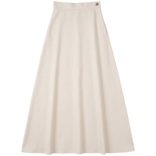 Midi Natural Beige Linen A-Line 37" Skirt with Side Zipper at Dress Code itsdresscode.com