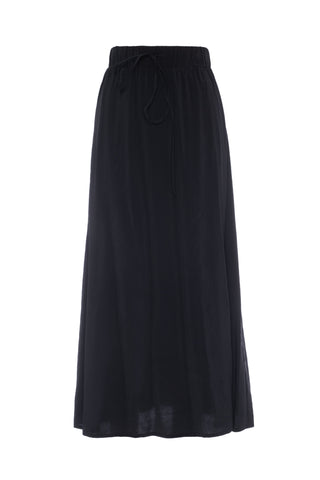 Versatile Black Copper Tencel Waistband Maxi 38" Skirt with Drawstring at Dress Code itsdresscode.com