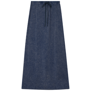 QEW Dark Blue Denim Mineral Wash Straight 40" Skirt at Dress Code itsdresscode.com