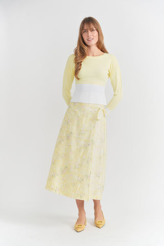altimge1 for Aspect Red Butter Floral Printed Fake Wrap 34" Skirt with Side Tie at Dress Code itsdresscode.com