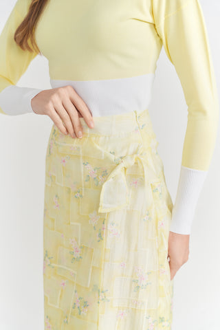 altimge2 for Aspect Red Butter Floral Printed Fake Wrap 34" Skirt with Side Tie at Dress Code itsdresscode.com