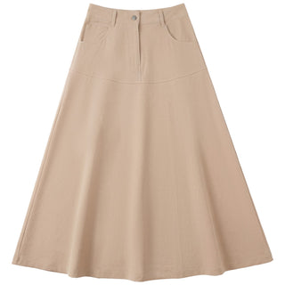 Aspect Light Beige Yoke Flare 34" Skirt with Pockets at Dress Code itsdresscode.com