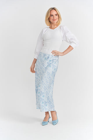 Aspect Red Blue Floral Printed 36" Slip Skirt at Dress Code itsdresscode.com