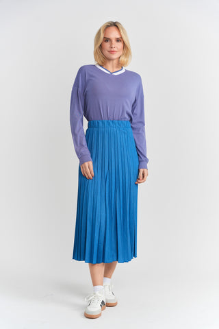 Aspect Blue Denim Crinkle Pleated 33" Skirt at Dress Code itsdresscode.com