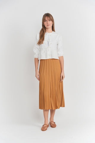 Aspect Cognac Crinkle Pleated 33" Skirt at Dress Code itsdresscode.com