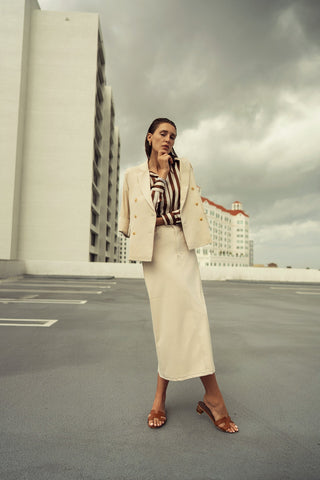 altimge2 for Profile NYC Cream Leather Straight 35" Skirt at Dress Code itsdresscode.com