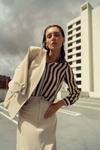 altimge3 for Profile NYC Cream Leather Straight 35" Skirt at Dress Code itsdresscode.com
