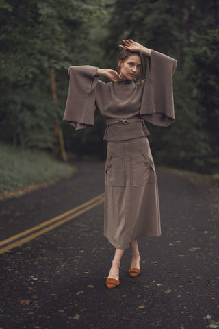 altimge1 for Celina's 5104/AS/3 Beige Wool Pockets 36" Skirt at Dress Code itsdresscode.com