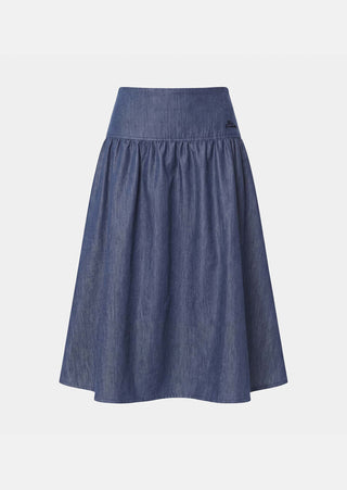 altimge2 for Tara Jarmon Blue Denim Yoke Gathered Jude 31" Skirt at Dress Code itsdresscode.com 