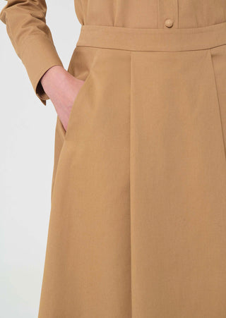 altimge3 for Tara Jarmon Camel Cotton Pleated Joel 29" Skirt at Dress Code itsdresscode.com 