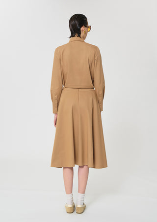 altimge4 for Tara Jarmon Camel Cotton Pleated Joel 29" Skirt at Dress Code itsdresscode.com 