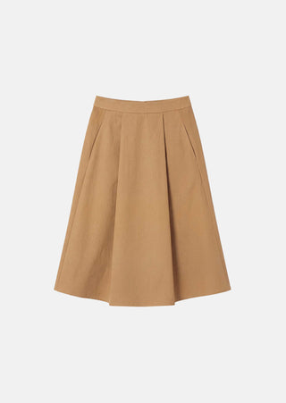 altimge2 for Tara Jarmon Camel Cotton Pleated Joel 29" Skirt at Dress Code itsdresscode.com 