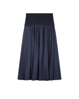 Mossaic Navy Yoke Matt Taffeta 35" Skirt at Dress Code itsdresscode.com